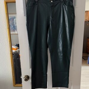 Calvin Klein Forest Black Leather Trousers